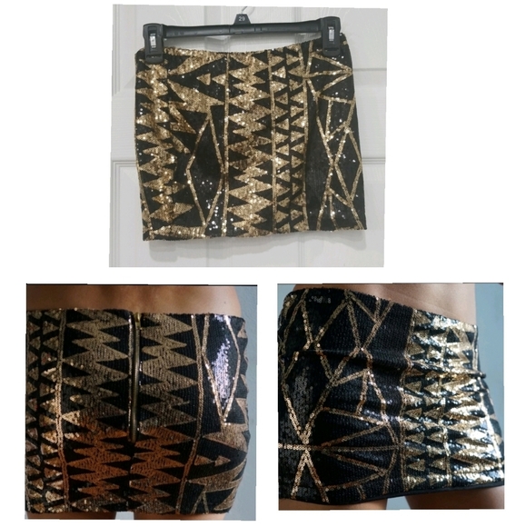 Crystal K Sequin Mini Skirt - Picture 1 of 10